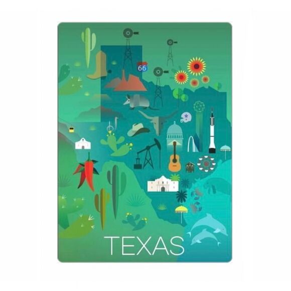 Colorful Texas Map Magnet - Picture 1 of 2